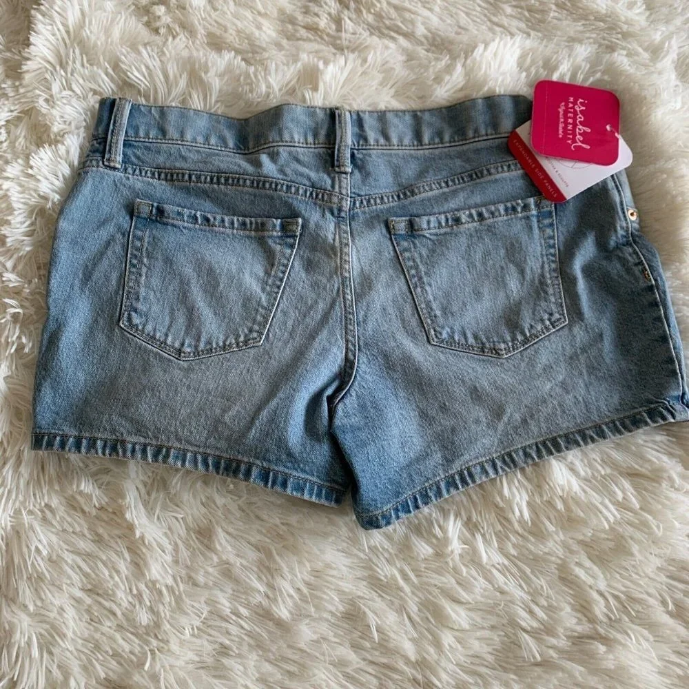 Isabel Maternity by Ingrid & Isabel Side Panel Midi‎ Denim Short Blue Size 4 NWT